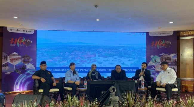 Poto: Narasumber dalam seminar Pengembangan Sport Tourism yang digelar di Serang, Sabtu (7/2/2026), sebagai bagian dari rangkaian peringatan Hari Pers Nasional (HPN) 2026.