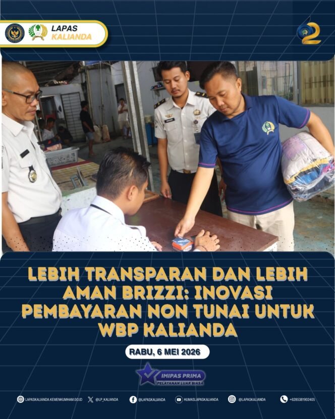 
					Poto: Lapas kalianda mulai menerapkan sistem transaksi non tunai menggunakan kartu BRIZZI.