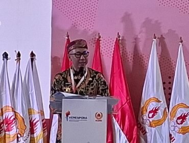 Pot: Gubernur Lampung Rahmat Mirzani Djausal saat sambutan di Rakernas KONI pusat du Jakrat (dok HUMAS KONI).